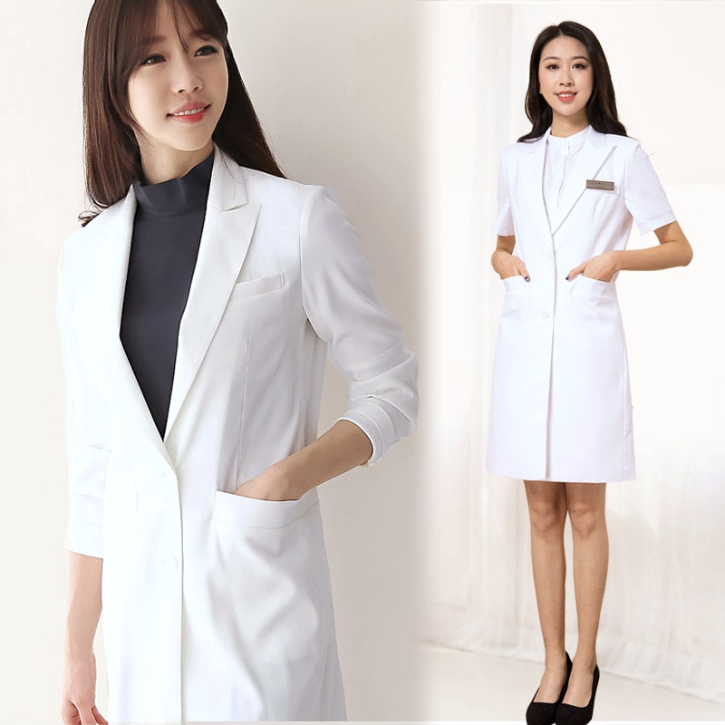 Medical Lab Years - Koreanischer Stil Langarm Weißer Laborkittel Arztuniform